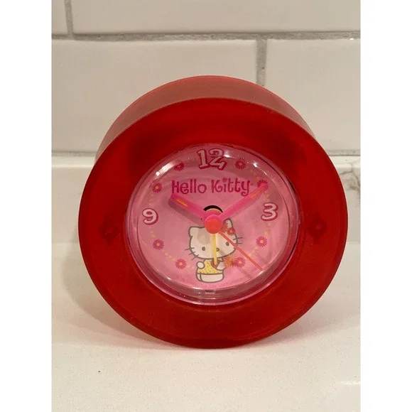Vintage Hello Kitty Alarm Clock Pink Y2K Tested Analog Floral Battery Box‎