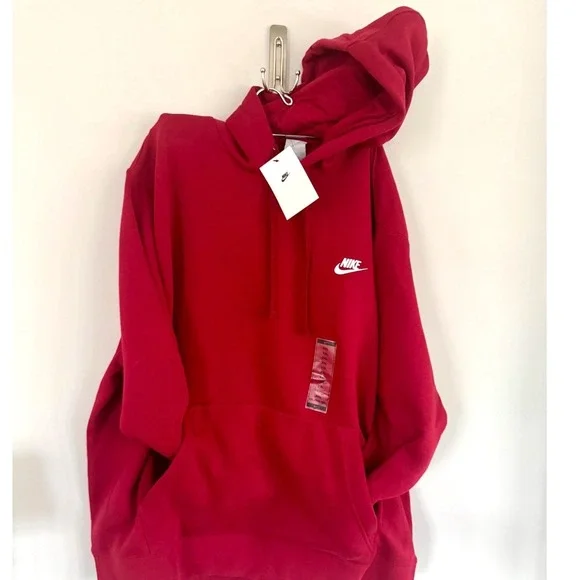 Nike Club Fleece Hoodie‎ XXL Team Red BV2654-690 Pullover Swoosh NWT