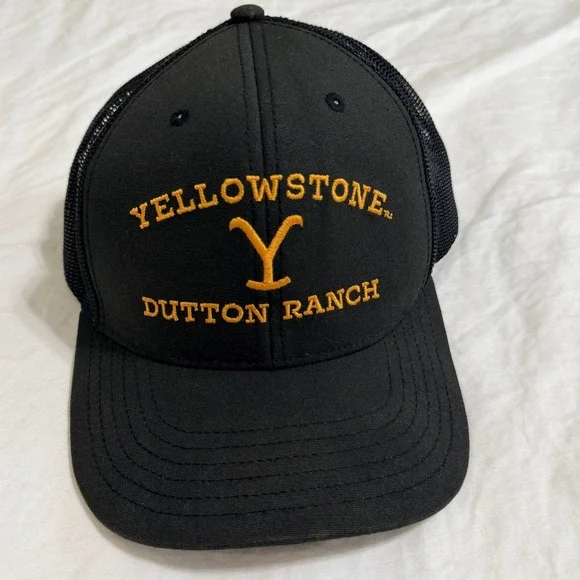 Yellowstone Dutton Ranch Trucker Hat Black Mesh Snapback Cap One Size Fits Most