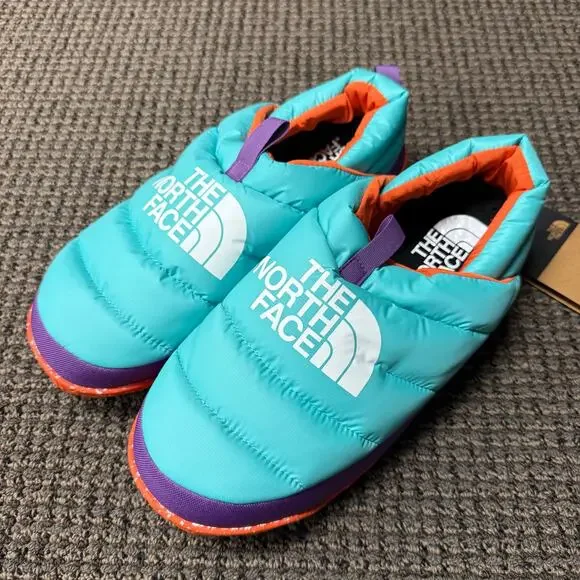 THE NORTH FACE MEN'S 11 NUPTSE MULE TRANSANTACTIC BLUE/RED ORAGE GOOSE DOWN