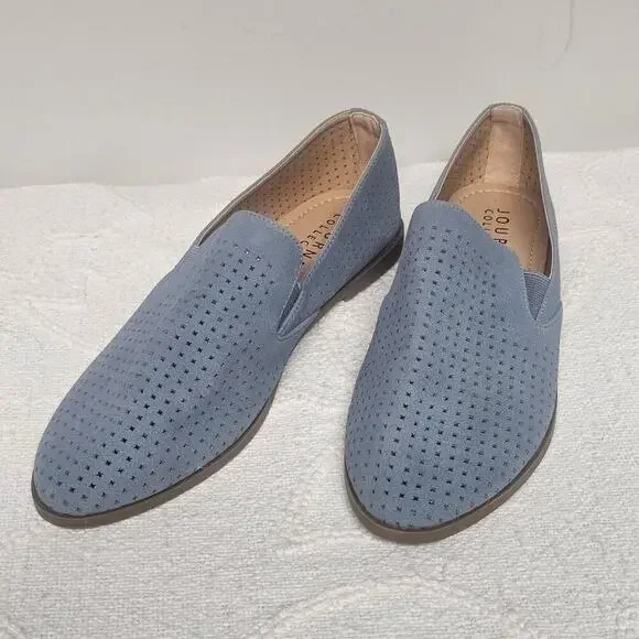 Journee Collection Blue Faux Suede Loafer Size 7.5 Womens‎ Academia Fall Autumn