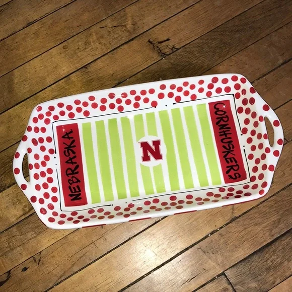 Nebraska Cornhuskers Decorative Serving Platter - Red & Lime