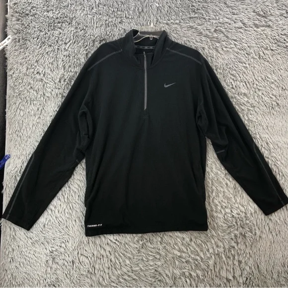 Nike Pullover Mens XL Therma Fit Quarter Zip Pockets Logo Fleece