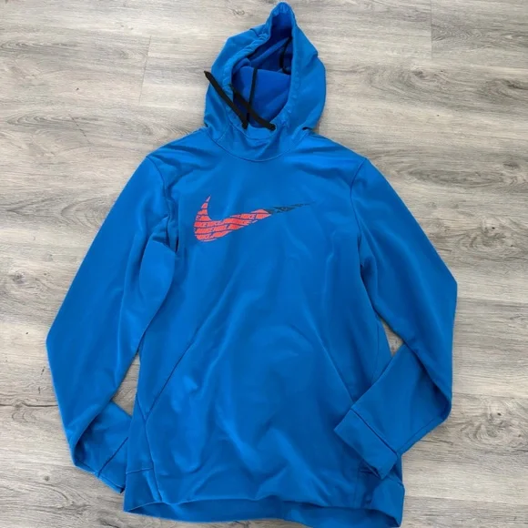 Nike Dri-FIT Blue Hoodie with Red Accents