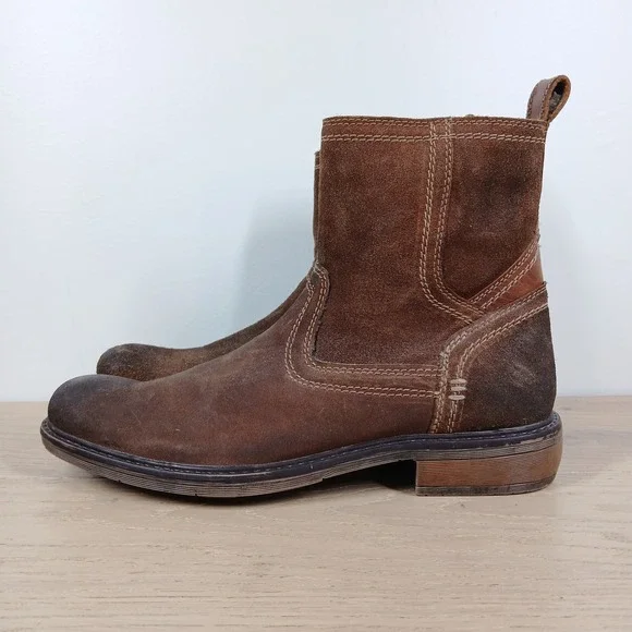 Roan Crestone II Boots Men 10 Brown Leather Pull On Ankle Western Rugged