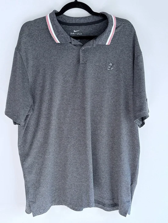 Nike Dri-FIT‎ Mickey Mouse Golf Polo Shirt Men's XL Gray Striped Disney