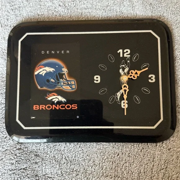 Denver Broncos Black Wall Clock