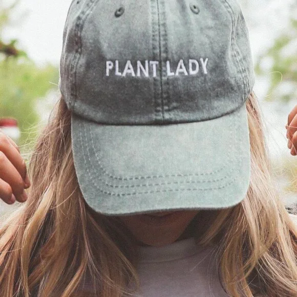 Green Plant Lady Embroidered Adjustable Hat -‎ Adult Size