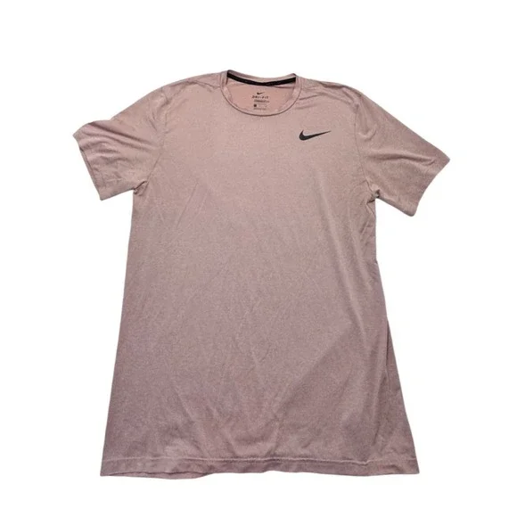 Nike Dri-FIT Mens Training Shirt Large Mauve Pink Short Sleeve Athletic Tee