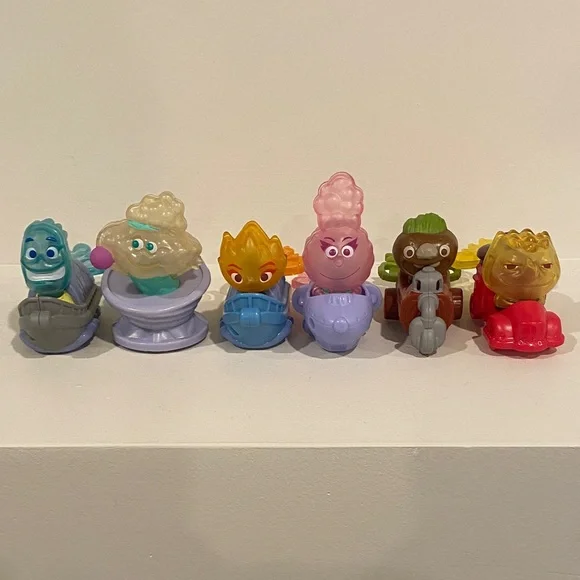 Set of 6 Disney Elemental McDonald’s Toys     kids happy meal toy pixar