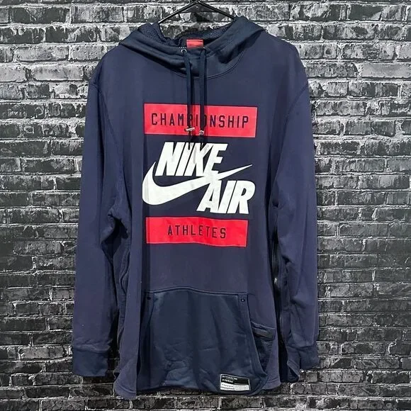 Nike Navy Hoodie with Red and White Logo