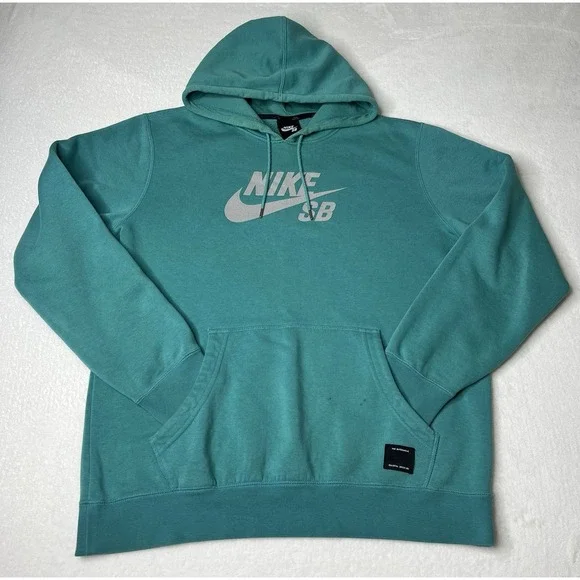 Nike SB Mens Hoodie Logo Drawstring Skateboarding Swoosh Dark Aqua Size M *read*