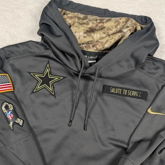 Dallas Cowboys Sweatshirt Mens Medium Gray NFL Football Nike Salute To‎ Service