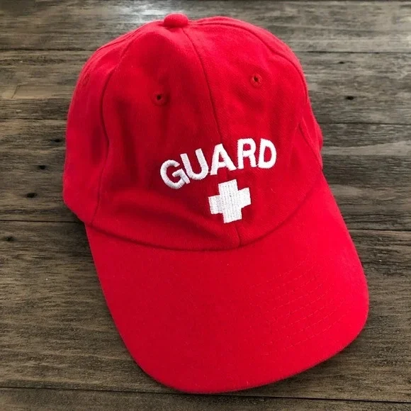 Unisex Red Embroidered Lifeguard‎ Adjustable Hat Uniform Life guard Coach Swim