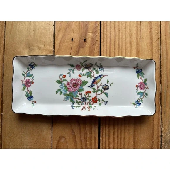 VTG Aynsley Pembroke Gold‎ Trim Dish Tray England Fine Bone China 10