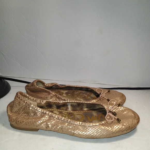 Sam Edelman Felicia Snake Print Rose Gold Ballet Flat Women's sz 6.5M.