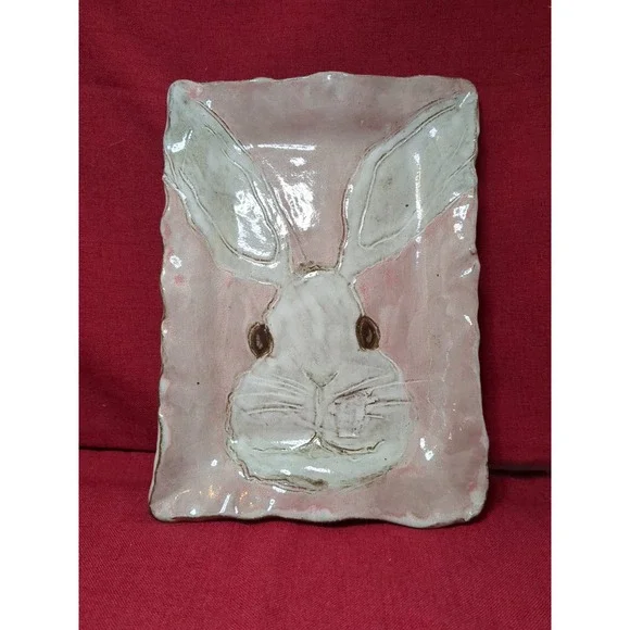 Handmade‎ Pottery Bunny Tray Plate