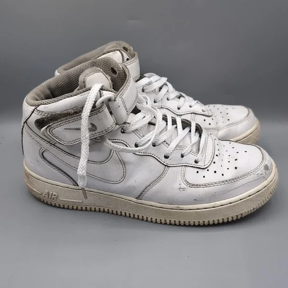 Nike Air‎ Force 1 Mid '07 White Sneakers Athletiic Men's Size 8 315123-111 WORN
