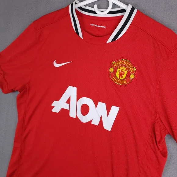 Nike‎ Manchester United Jersey Aon Sponsor Polyester Red Men Large L