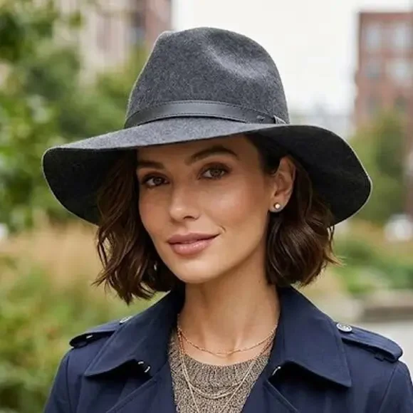 Michael Stars Grey Wool Hat Womens One Size NWT Floppy Fedora Wide brim Boho