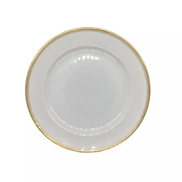 Haviland Limoges France Salad Plate Coupe H1415 White/Gold Trim & Inner Ring