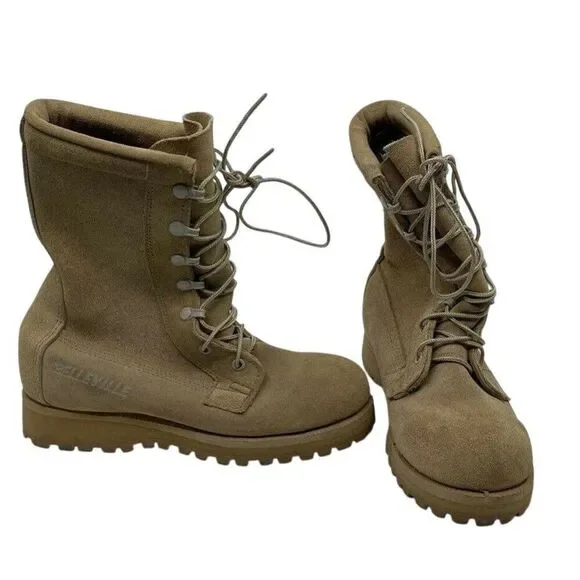Belleville Unisex Tactical‎ Boots Combat Flight Brown Leather Lace Up 4.5 Wide