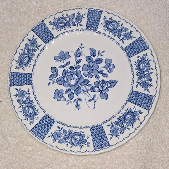 Myott Melody Blue White Floral Ironstone Dinner Plate 9.65