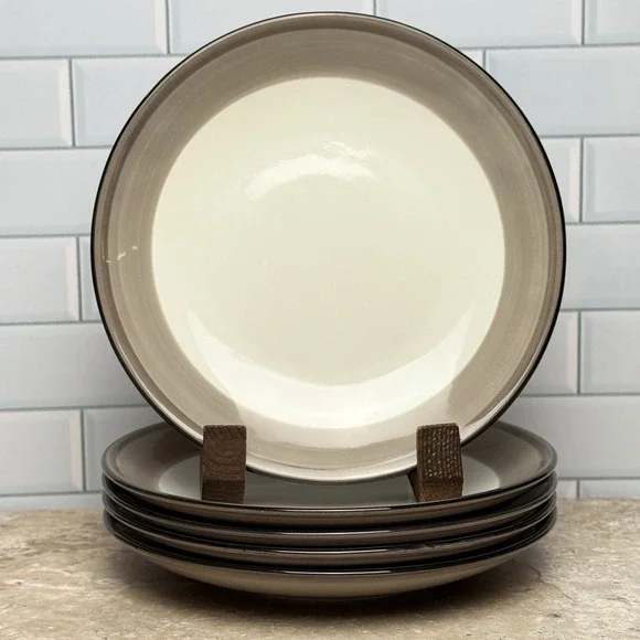 Lenox Park City Brushed Lunch Salad Plates Taupe w/Black Trim 9