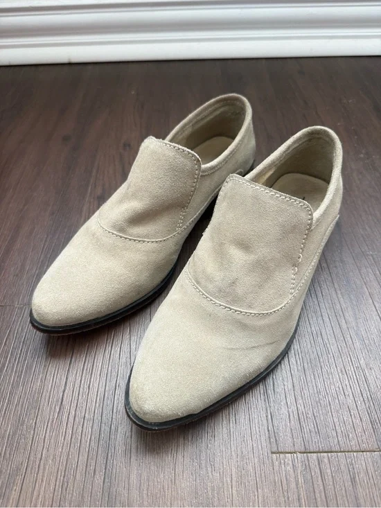 Free People Brady Slip-on Loafers Suede Leather Light Tan Beige Shoes Pointed