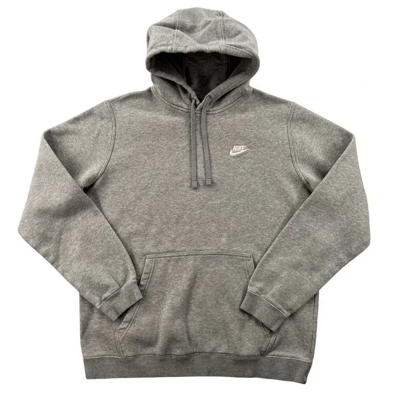 Nike Sportswear Club Fleece Pullover Hoodie Men Large Grey Active Minimal Lounge