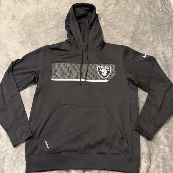 Nike Las Vegas Raiders Hoodie Mens Sz M NFL Football Therma-FIT Pullover Cold‎