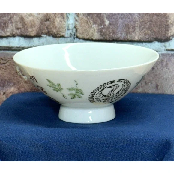 1960s Vintage Noritake Japanese Porcelain Bamboo Rice Bowl‎ Hand-painted