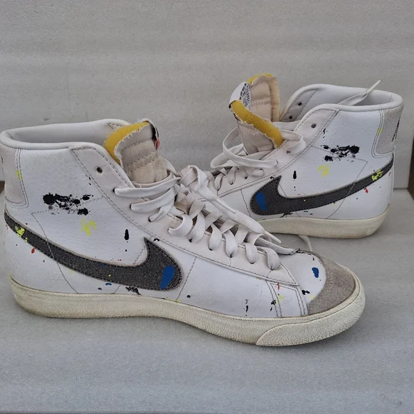 Nike Blazer Mid '77 Paint Splatter White Leather Men's 10.5