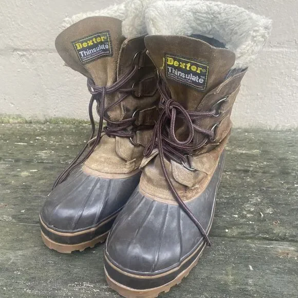 DEXTER Men's 9 Duck Boots Rubber Leather Thinsulate Steel Shank Lace‎ Up