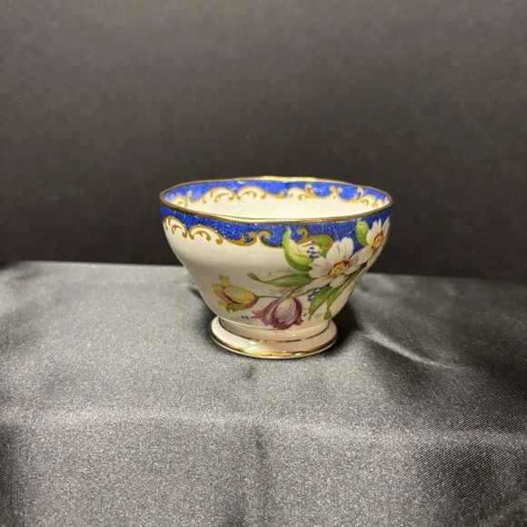 Bell China Narcissus Small Bowl Sugar‎ Bowl Vintage Blue