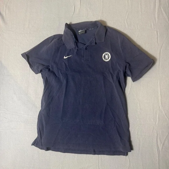 Nike Chelsea FC Mens‎ Navy Blue Short Sleeve Pique Polo Shirt Large
