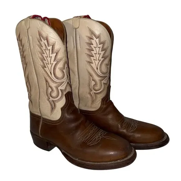LUCCHESE 2000 two ten leather rodeo western cowboy boots 9.5