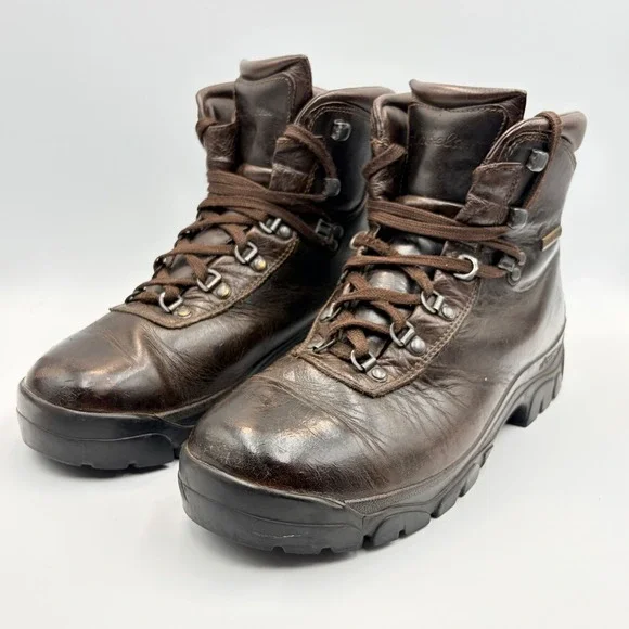 Vintage Cabelas Gore-Tex Leather Hiking Boots Brown Vibram Mens 9.5 Womens‎ 11