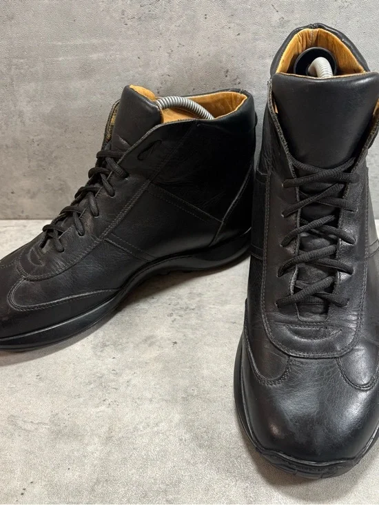 COACH Pelham Lace-up Boots Men's Size 9.5M Black Leather Made in Italy MSRP $599