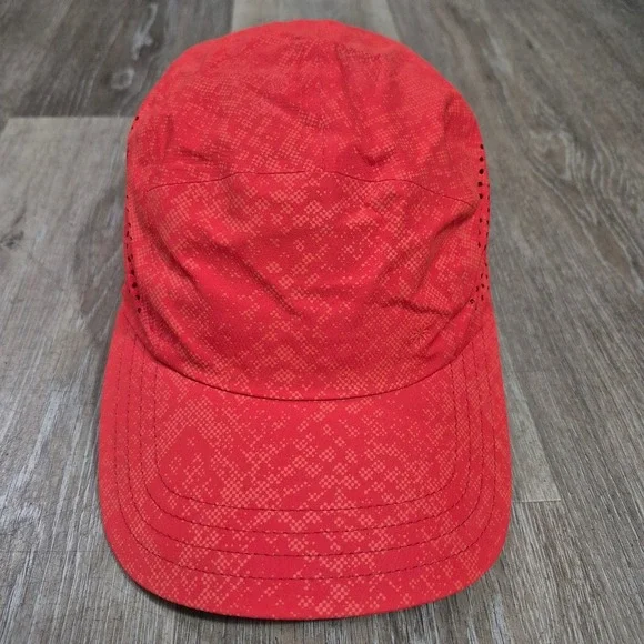 Athleta Womens Red Perforated Running Hat Adjustable Athletic Cap One Size