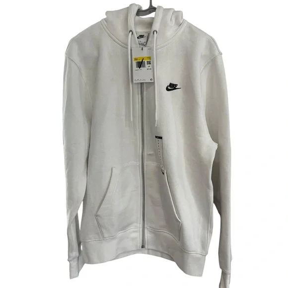 NWT Nike Sportswear Club White Full-Zip Hoodie Sweatshirt