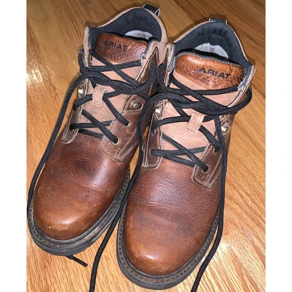 Vintage Ariat ATS Work Boots Mens‎ US 9.5B Leather Upper Lace Up 31450