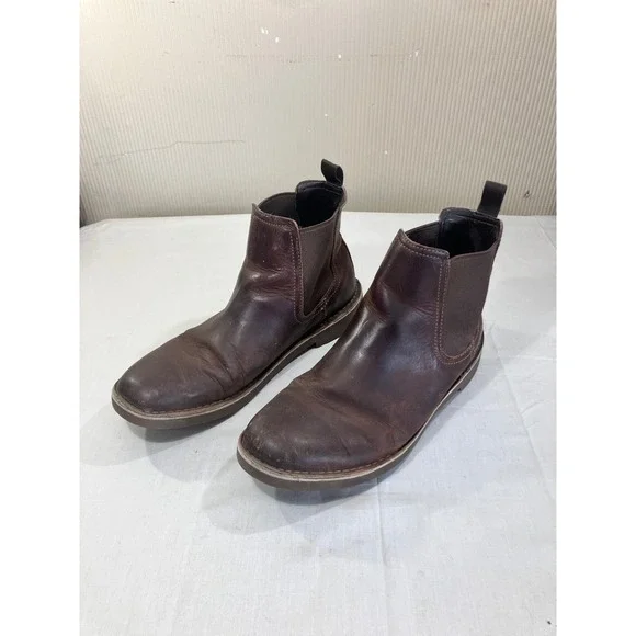 Clarks‎ Mens Dark Brown Leather Chelsea Boots Chukka Ankle Boots Size 10.5