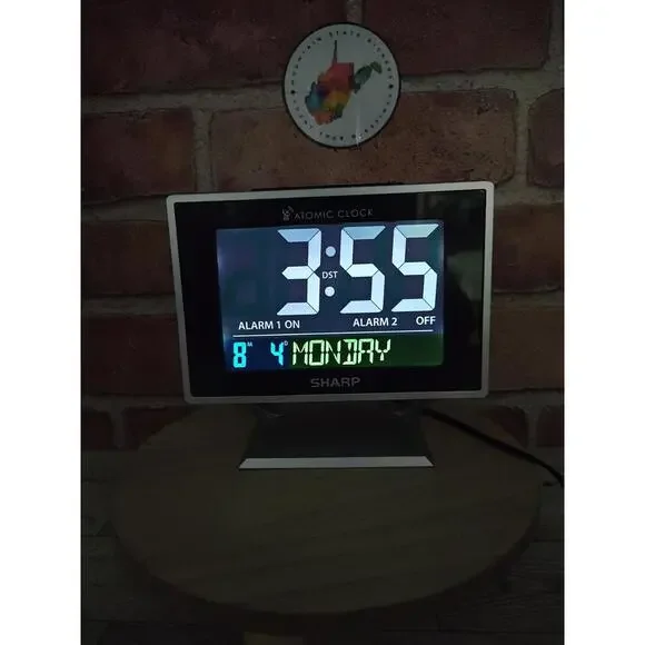 Sharp SPC 569 Atomic Desktop Dual Alarm Clock Multiple Time Zones Color Display
