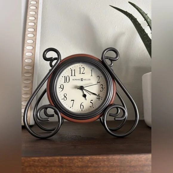 Vintage Howard Miller 645636 Diane Metal and Wood Alarm Clock