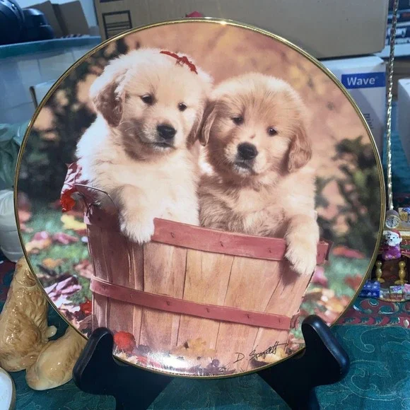 VTG Golden Retriever Royal Doulton A Bushel &‎ A Pup 1996 Plate Don Scarlett 8
