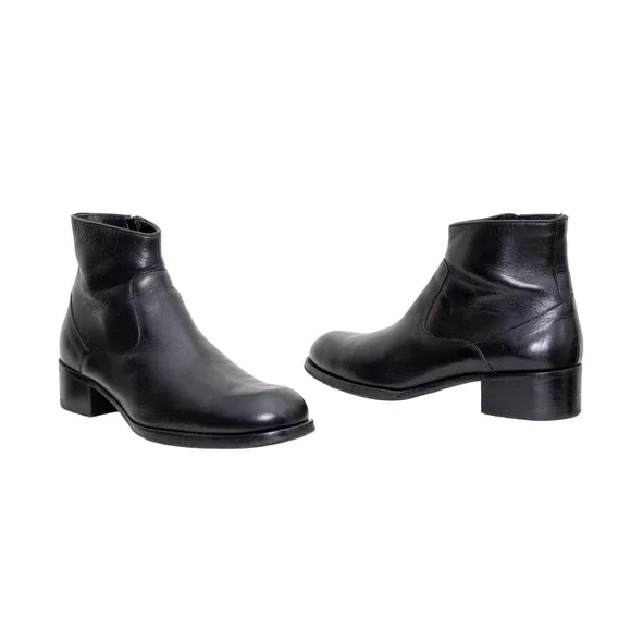 MR. HARE Size 8.5 Trane Black Leather Side Zipper Ankle Boots UK 6 US 7 EU 40