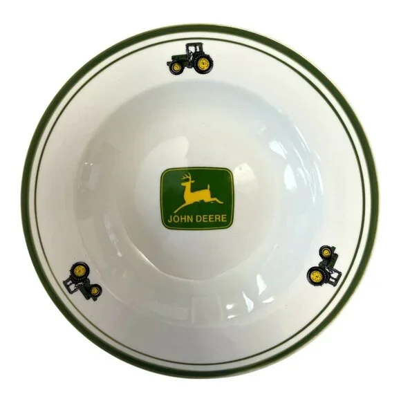 John Deere Tractor Soup Salad Bowl 9 in Gibson Licensed 2000s Green Yellow