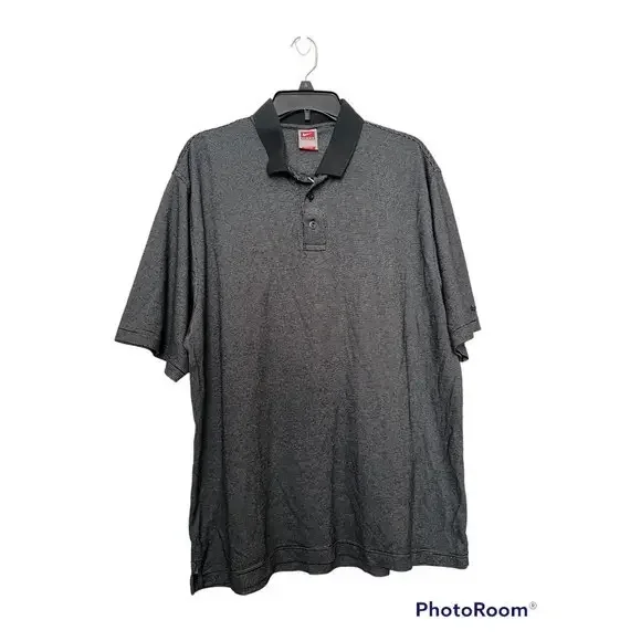 Nike polo shirt black and gray striped‎ size L