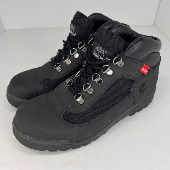 Timberland Helcor Mens 243330 Black Canvas Mid Top Size 6 Hiking Boots
